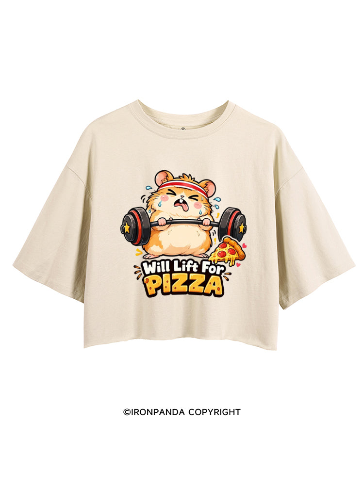 Will Lift For Pizza Funny CROP TOPS