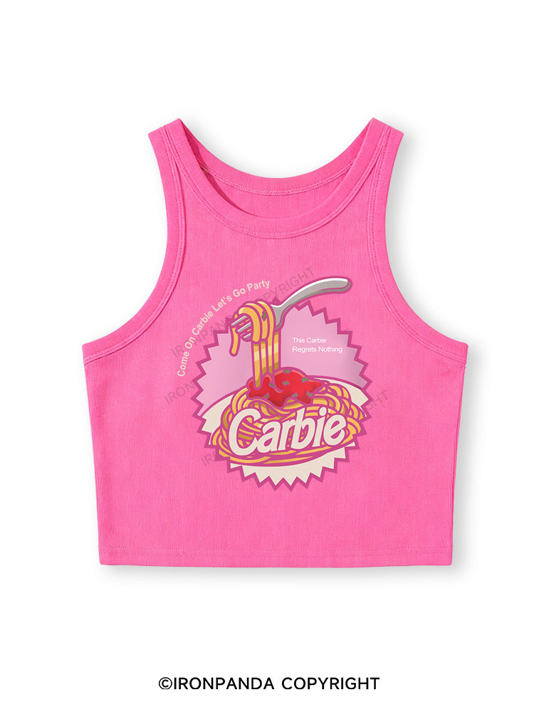 Carbie I Love Carbs Bread Pasta Pizza Fitted Crop Tank Top