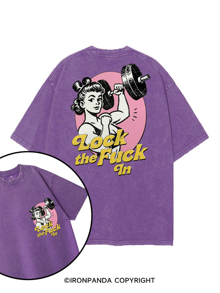 LOCK THE FUCK IN STRONG WOMEN printed Gym Shirt