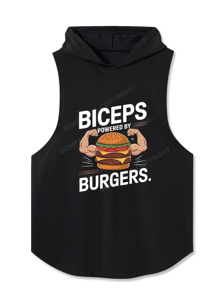 Biceps Powered By Burgers Hooded Tank