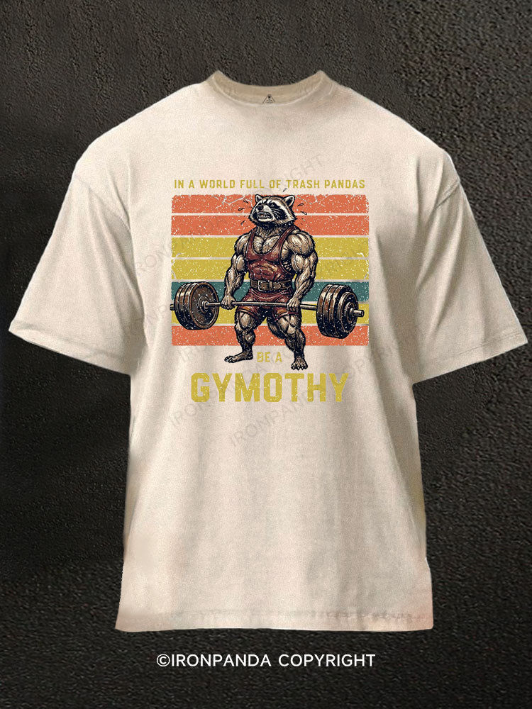 Gymothy Raccoon Weightlifting Trash Washed Gym Shirt