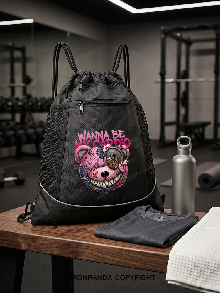 WANNA BE MY CARDIO Gym Drawstring Bag