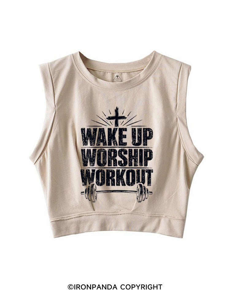 Wake Up Worship Workout Christian Workout SLEEVELESS CROP TOPS