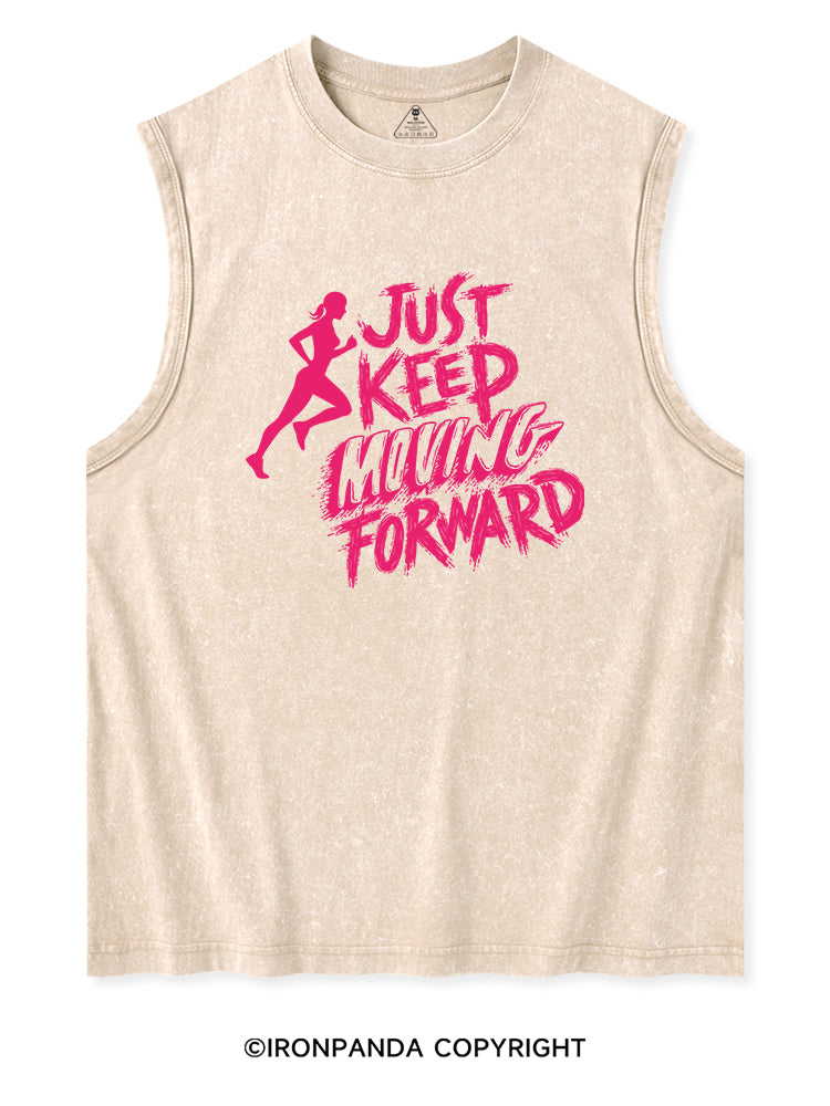 JUST KEEP MOVING FORWARD FITNESS Washed Tank