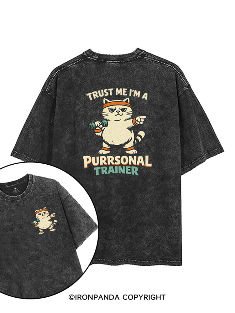 TRUST ME I'M A PURRSONAL TRAINER printed Gym Shirt