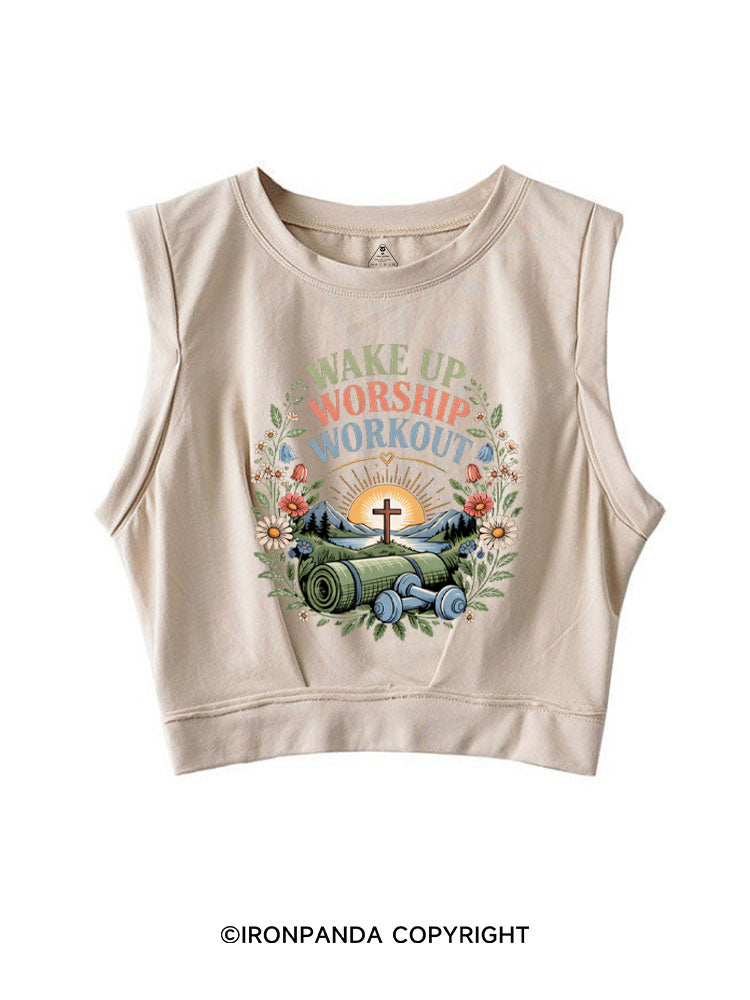 Wake Up Worship Workout Worship SLEEVELESS CROP TOPS