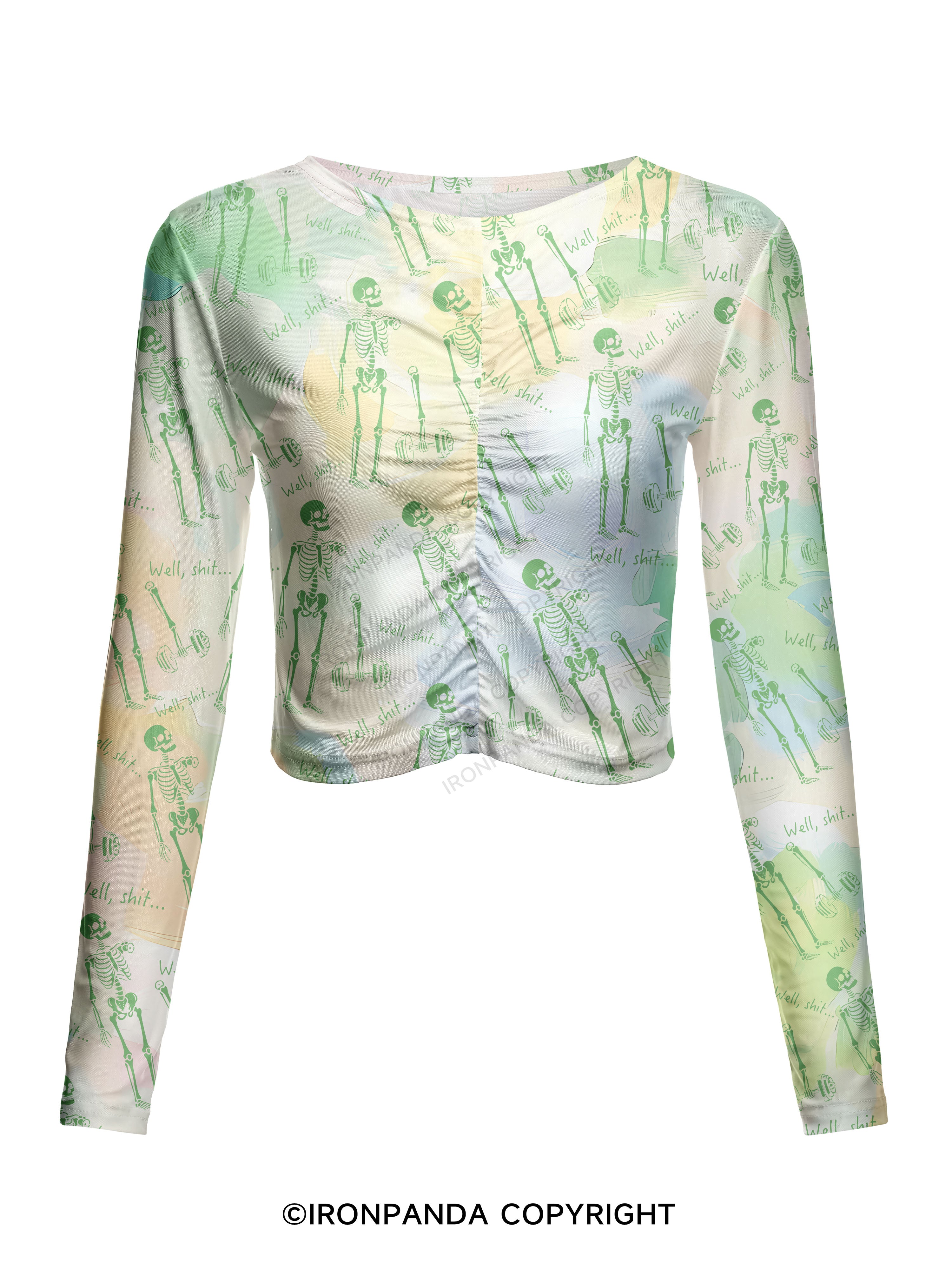 Well Shit Funny Skeleton Mesh Long Sleeve Top