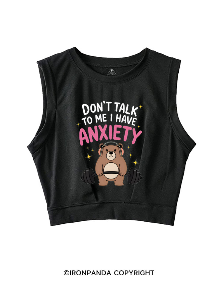 Bear Lifting Weights Anxiety SLEEVELESS CROP TOPS