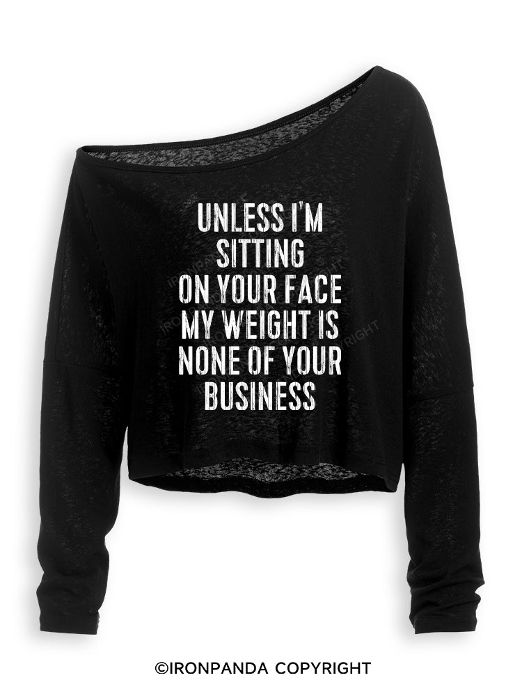 UNLESS I'M SITTING ON YOUR FACE Off Shoulder Long Sleeve Crop Top