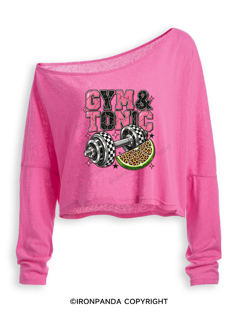 GYM & TONIC STAY STRONG STAY WILD Off Shoulder Long Sleeve Crop Top