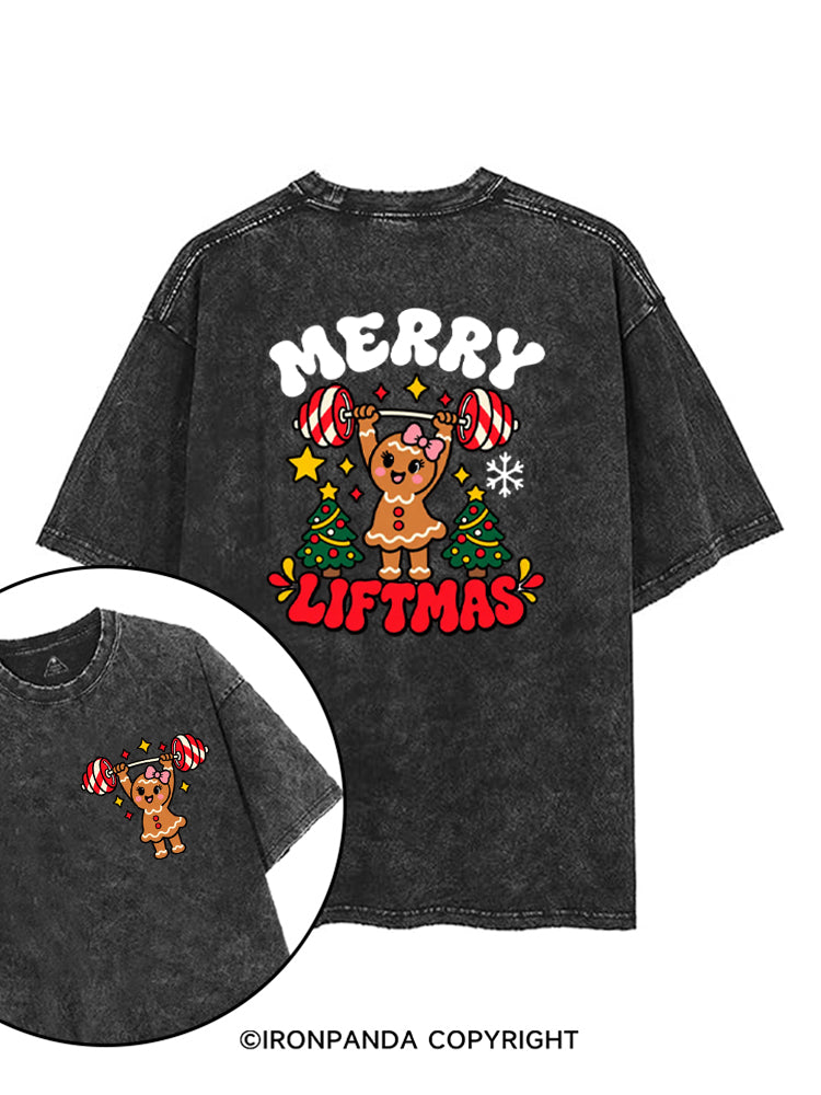 Merry Liftmas Gingerbread Weightlifting printed Gym Shirt