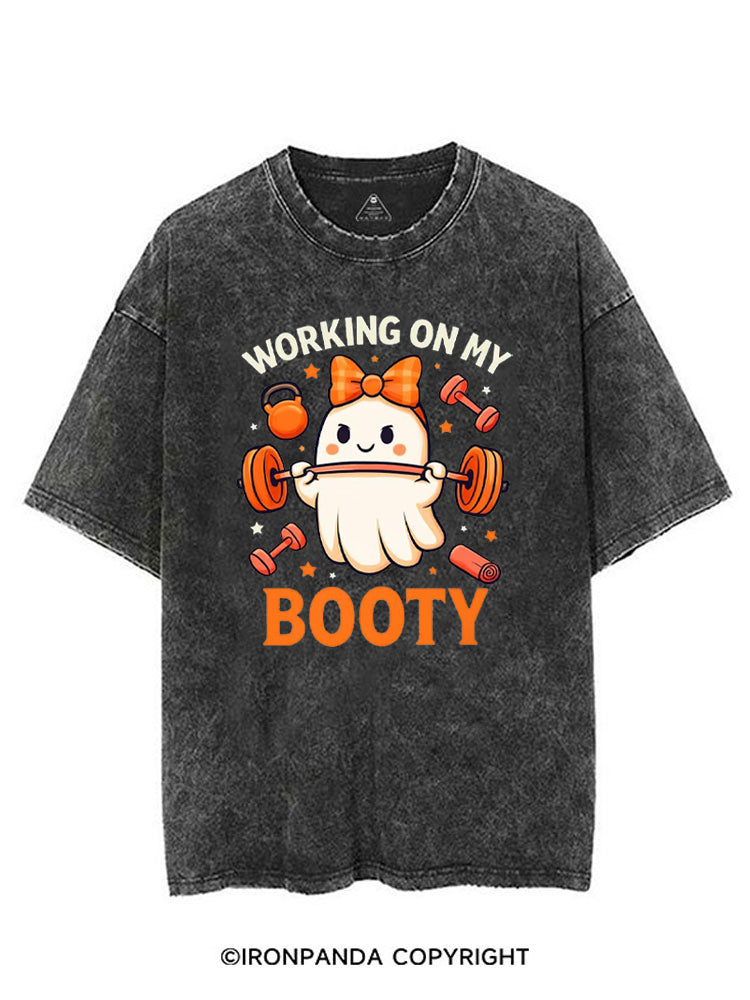 WORKING ON MY BOOTY FUNNY GHOST HALLOWEEN VINTAGE GYM SHIRT