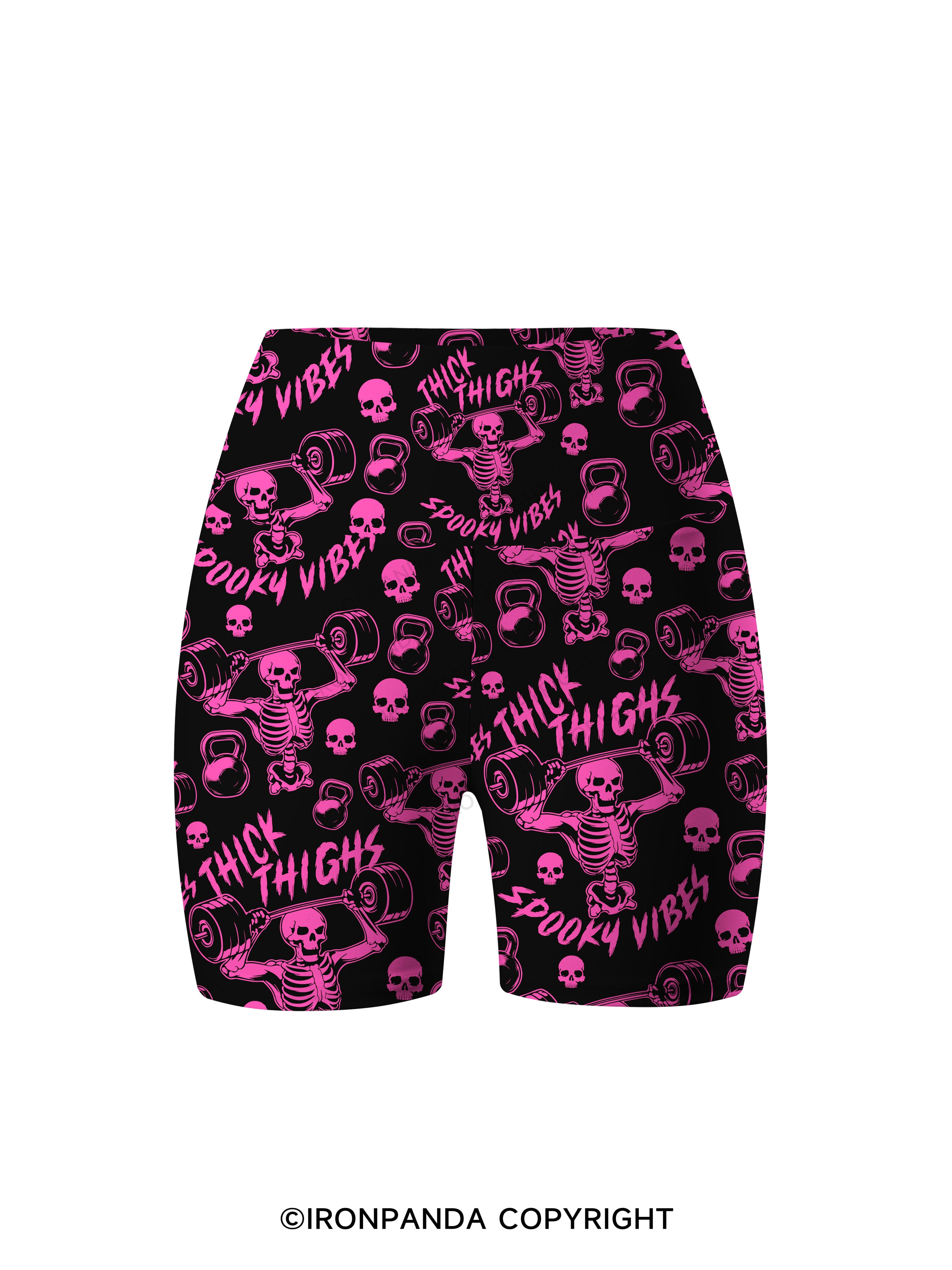 Thick Thighs Spooky VibesPrinted Yoga Cycling Shorts