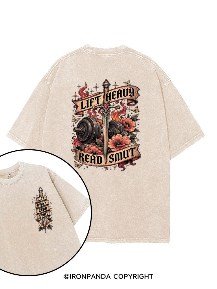 Lift Heavy Read Smut Bookish Fitness printed Gym Shirt