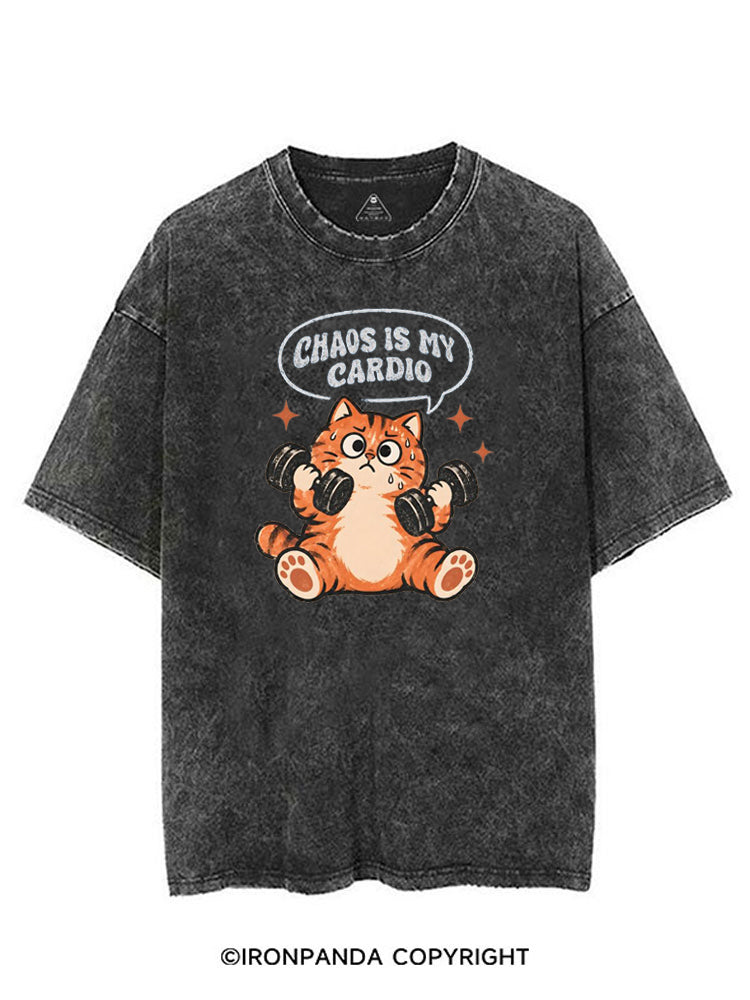 CHAOS IS MY CARDIO GYM KITTY VINTAGE GYM SHIRT