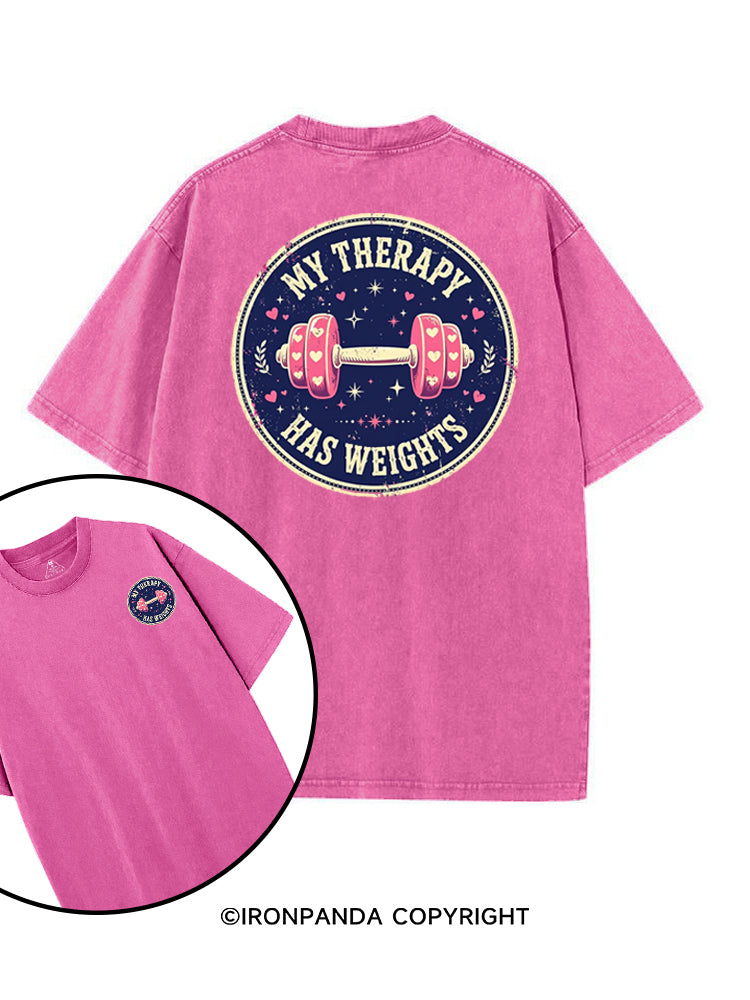 MY THERAPY HAS WEIGHTS printed Gym Shirt