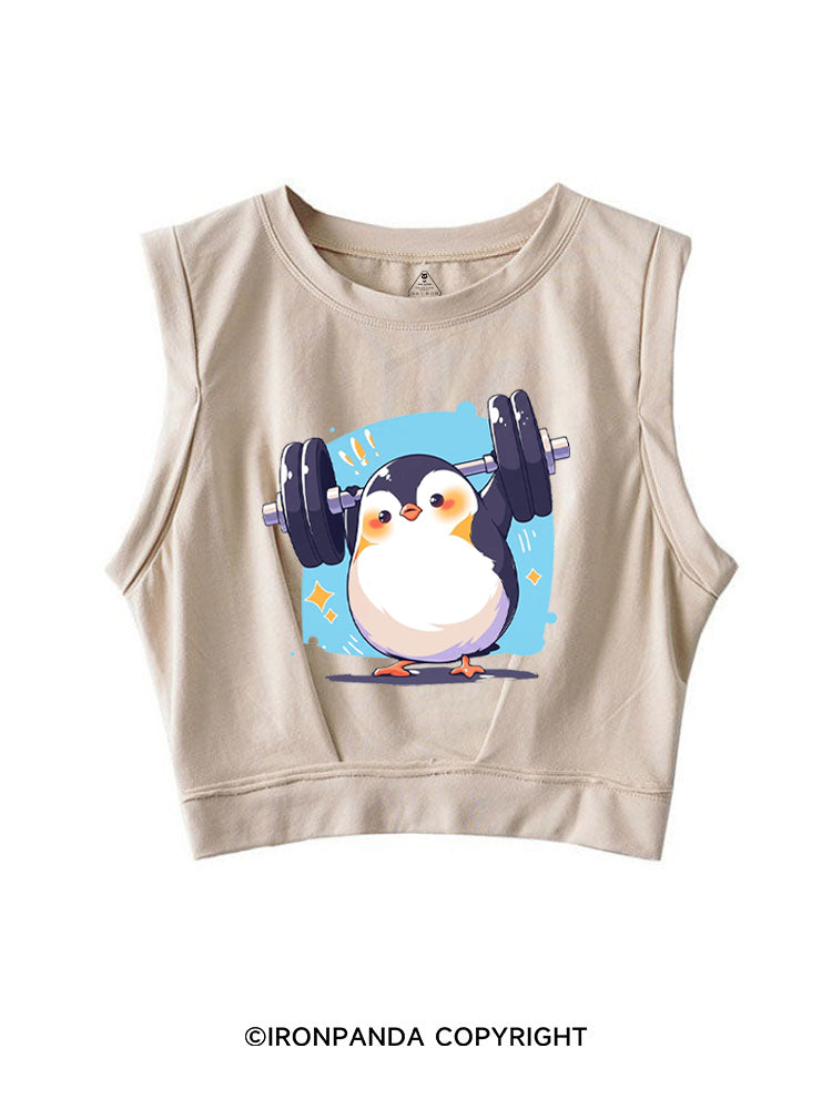 PENGUIN POWER WEIGHTLIFTING CLUB SLEEVELESS CROP TOPS