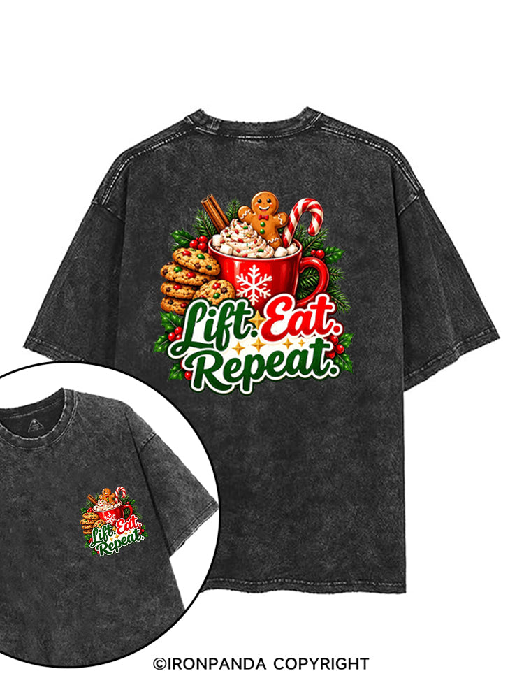 LIFT EAT REPEAT HOT COCOA & COOKIES printed Gym Shirt