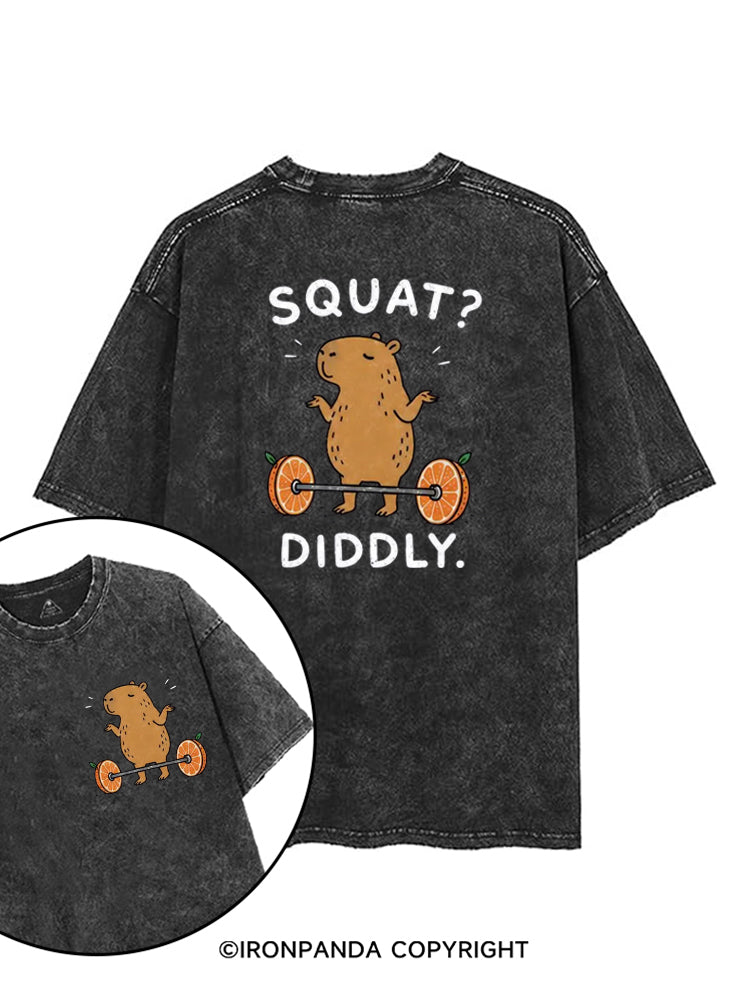 Capybara Squat Diddly printed Gym Shirt