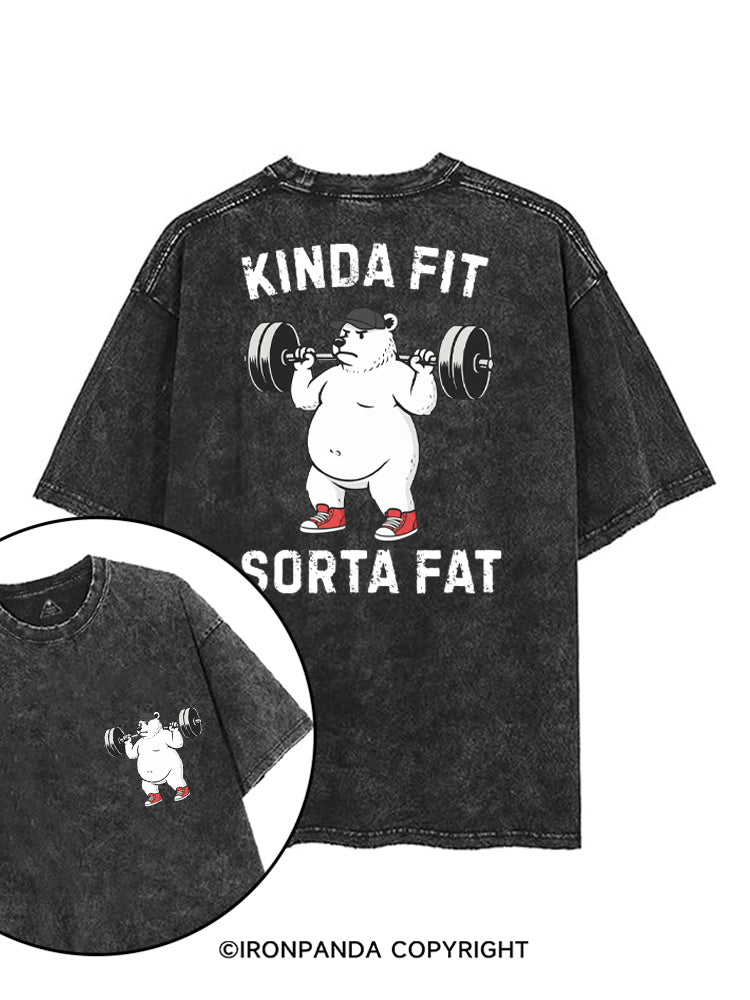 KINDA FIT, SORTA FAT WEIGHTLIFTING GYM printed Gym Shirt