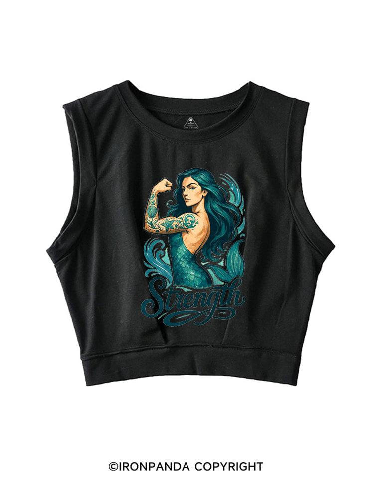 STRENGTH MUSCLE MERMAID SLEEVELESS CROP TOPS