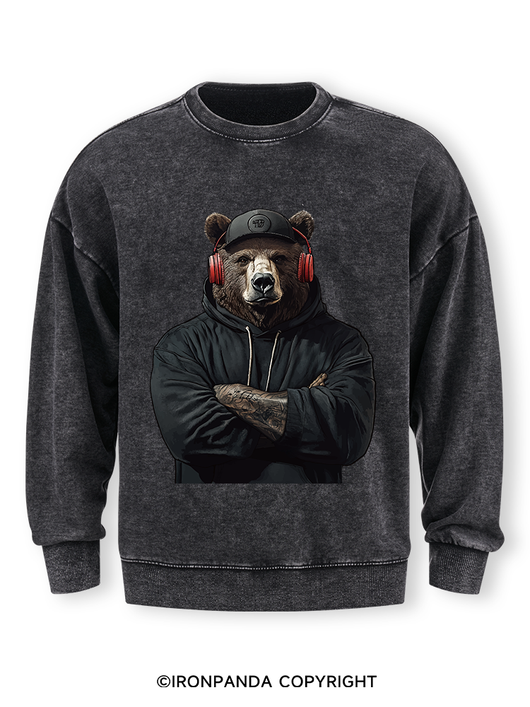 Bear with headphones Washed Sweatshirt