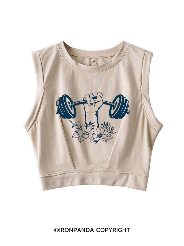 FLOWER POWERLIFTING SLEEVELESS CROP TOPS