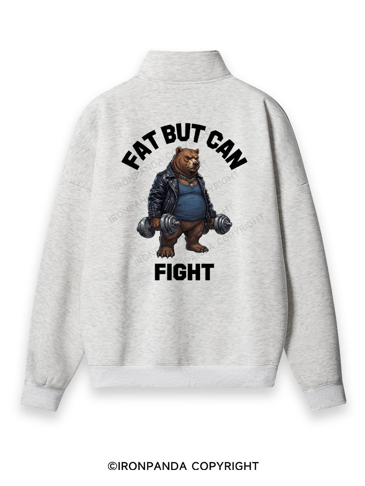 Fat But Can Fight Back Printed Quarter-Zip Fleece Sweatshirt