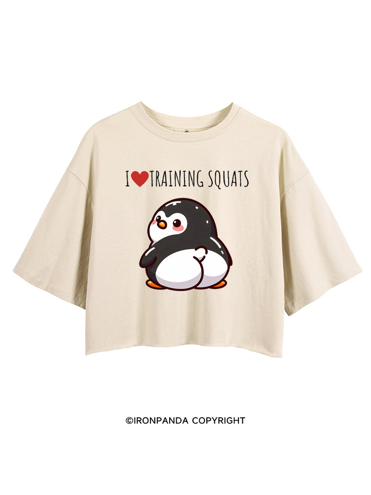 I ❤ TRAINING SQUATS PENGUIN CROP TOPS