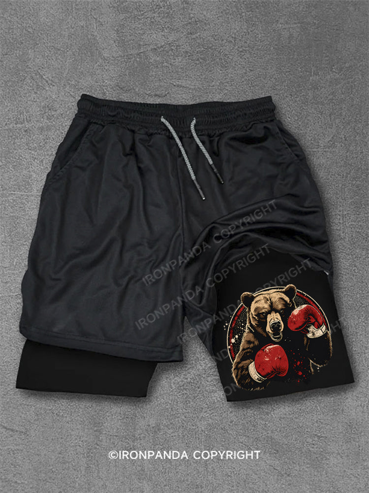 Retro Boxing Bear Performance Training Shorts
