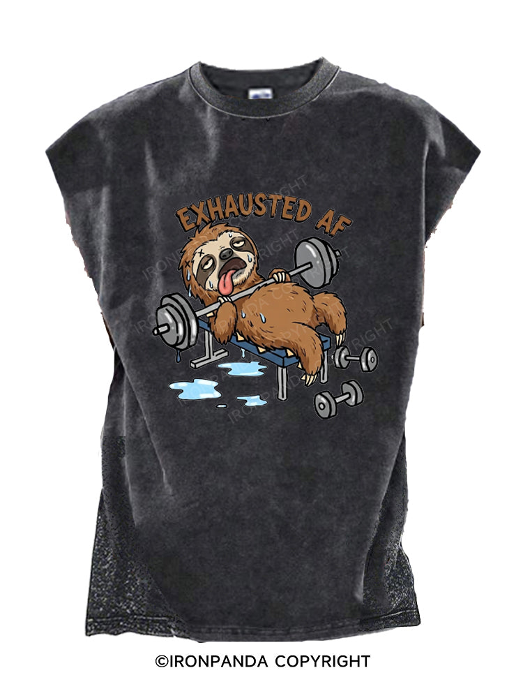 Exhausted Sloth Workout Cut Off Tank