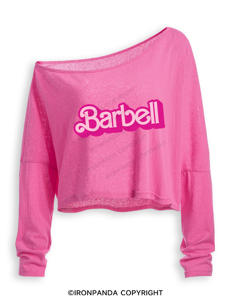 BARBELL Off Shoulder Long Sleeve Crop Top