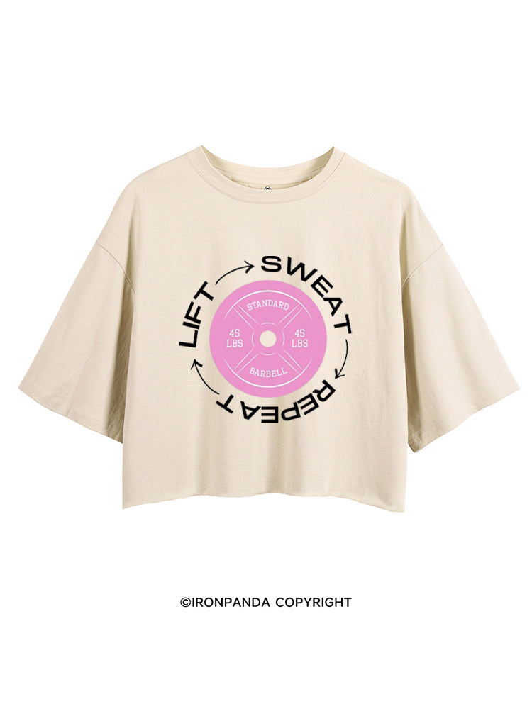 LIFT SWEAT REPEAT WORKOUT CROP TOPS