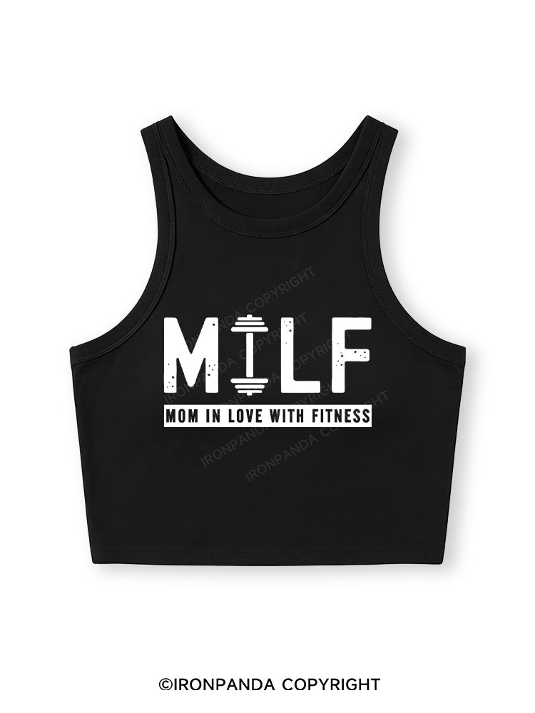 MILF MOM IN LOVE WITH FITNESS Fitted Crop Tank Top