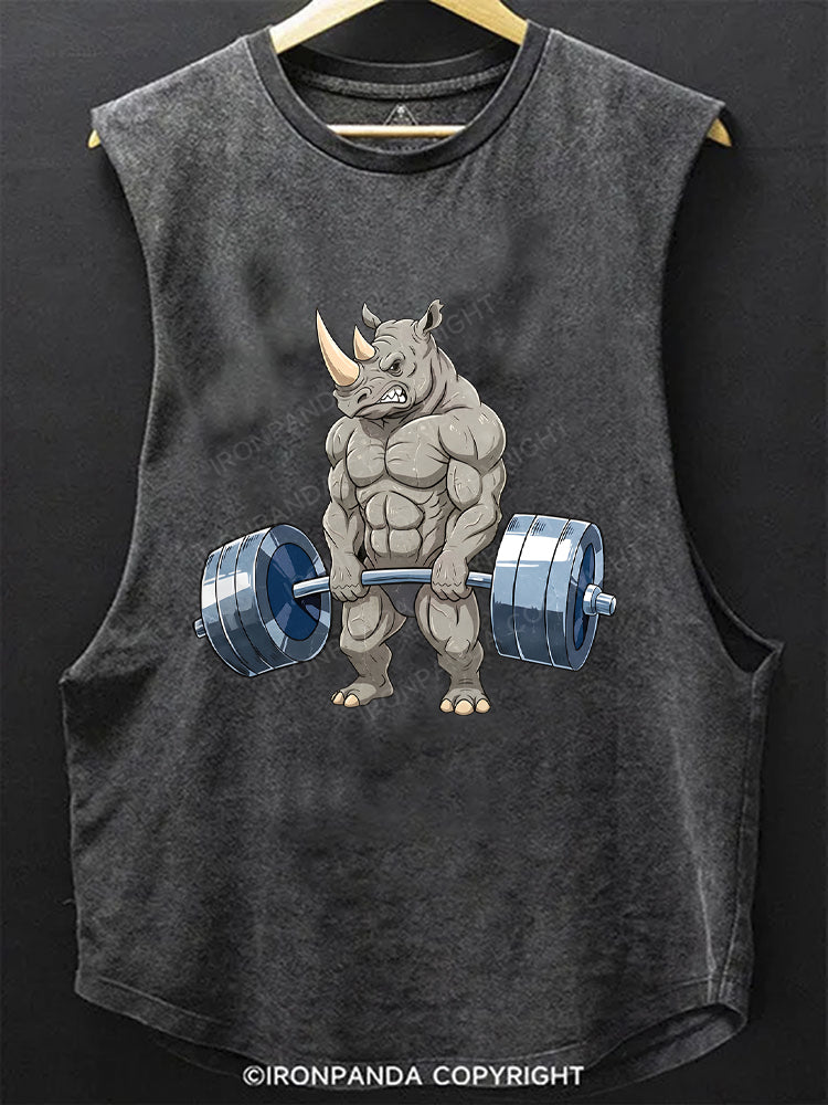 Muscular Rhino Deadlift Gym Scoop Bottom Cotton Tank