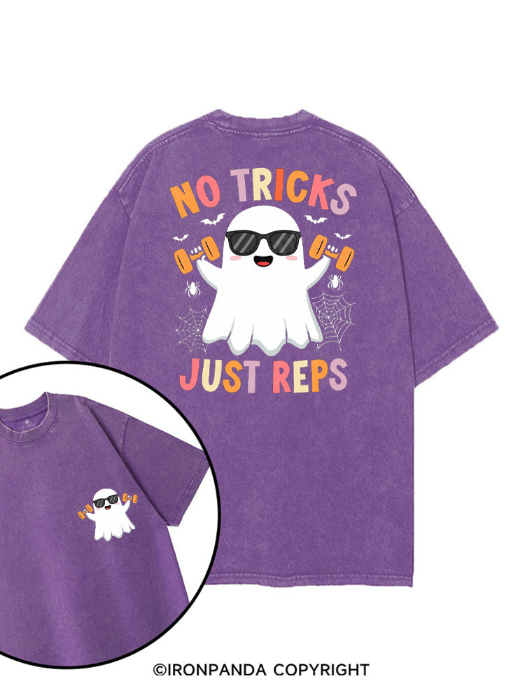 NO TRICKS JUST REPS CUTE GHOST printed Gym Shirt
