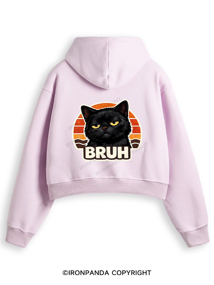 BRUH Fleece Crop Zip Up Hoodie