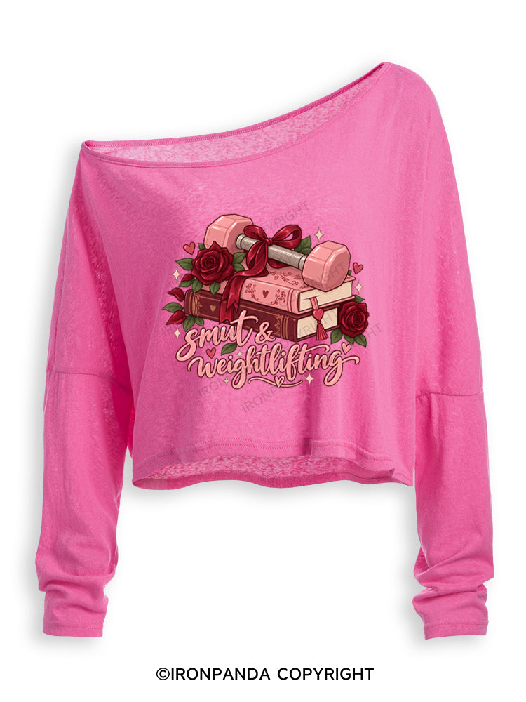 Smut & Weightlifting Off Shoulder Long Sleeve Crop Top