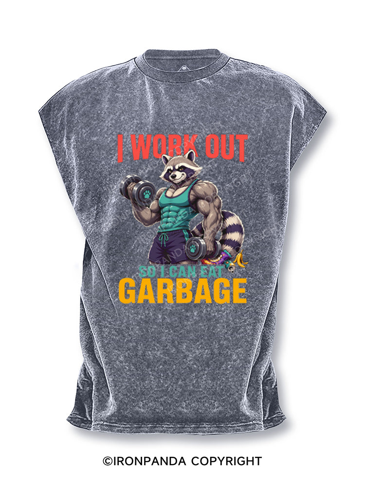 Buff Raccoon Workout for Garbage Cut Off Tank