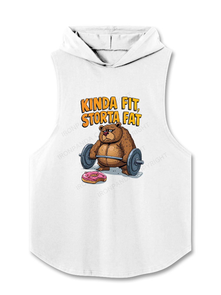 Kinda Fit Sorta Fat Bear Lifting Hooded Tank
