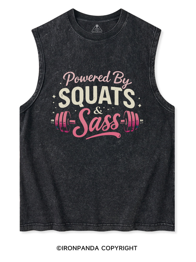 Powered By Squats and Sass Washed Tank