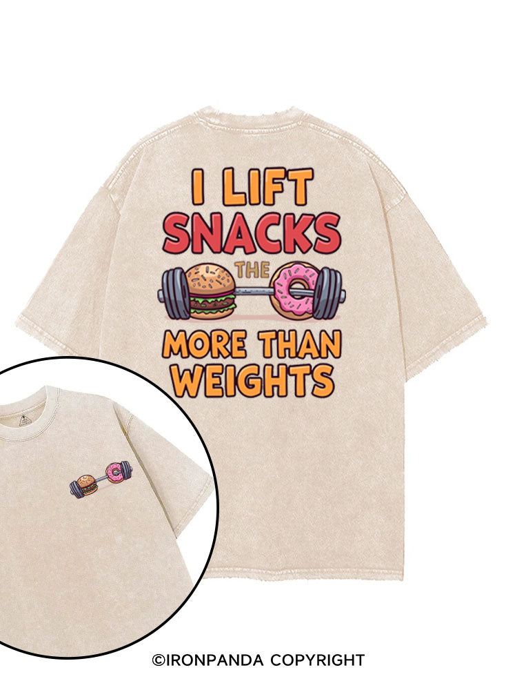 I LIFT SNACKS MORE THAN WEIGHTS printed Gym Shirt