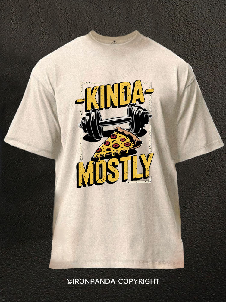 Kinda Fit Mostly Fat Pizza Washed Gym Shirt