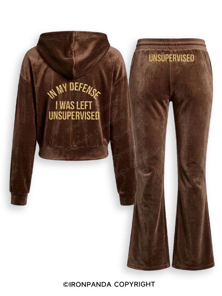 IN MY DEFENSE I WAS LEFT UNSUPERVISED Velvet Tracksuit Set