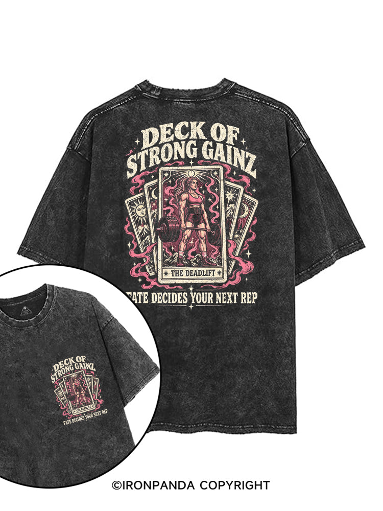 DECK OF STRONG GAINZ FATE DECIDES YOUR NEXT REP printed Gym Shirt