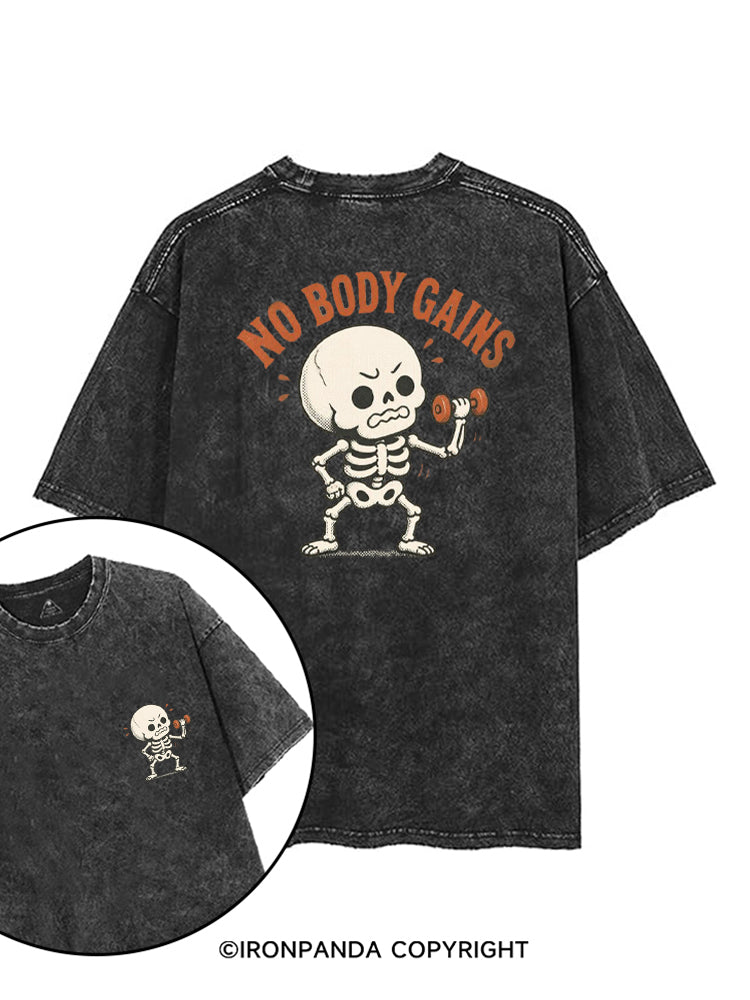 NO BODY GAINS SKELETON printed Gym Shirt
