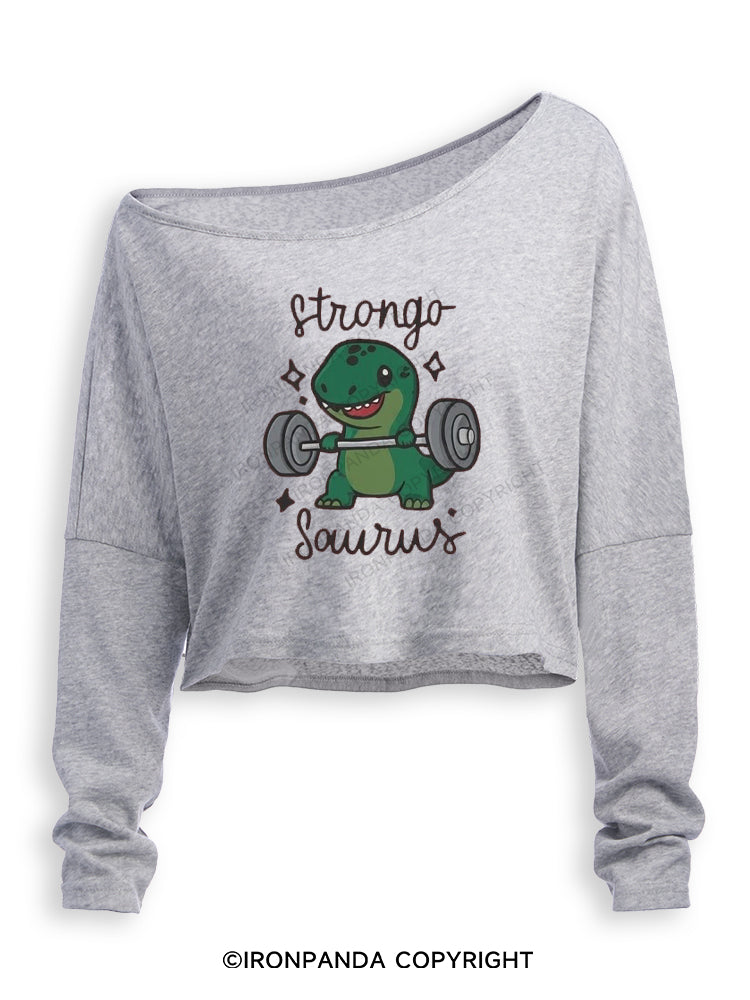 STRONGOSAURUS Off Shoulder Long Sleeve Crop Top