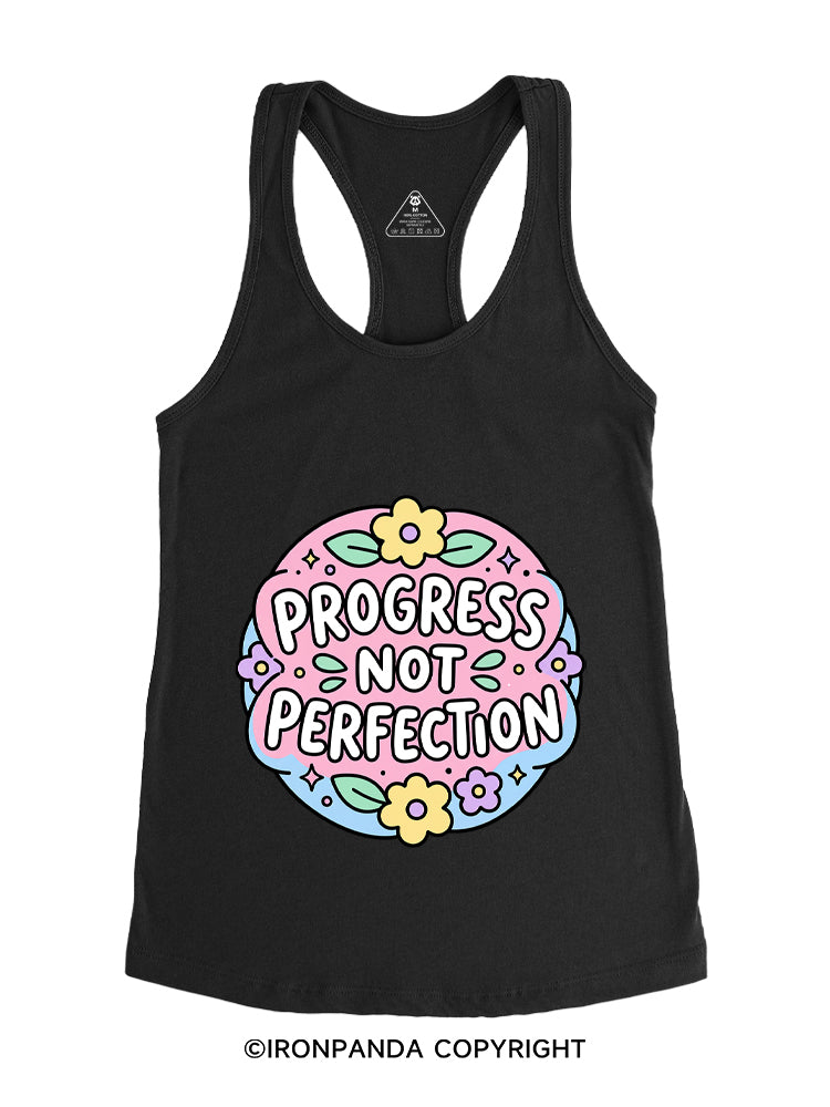 PROGRESS NOT PERFECTION Gym Racerback Tank