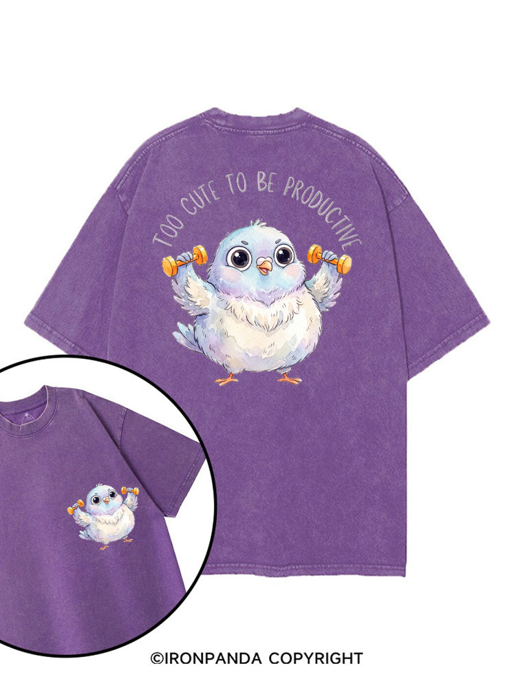 TOO CUTE TO BE PRODUCTIVE WORKOUT PIGEON printed Gym Shirt