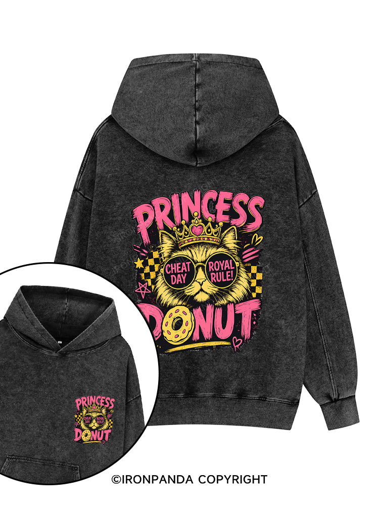 PRINCESS DONUT CHEAT DAT ROYAL RULE Printed Washed Gym Hoodie